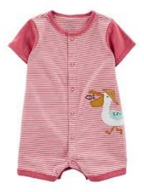NWT Carter’s Baby Boy’s 6 Months Short Sleeve Romper Red & White Stripes Pelican